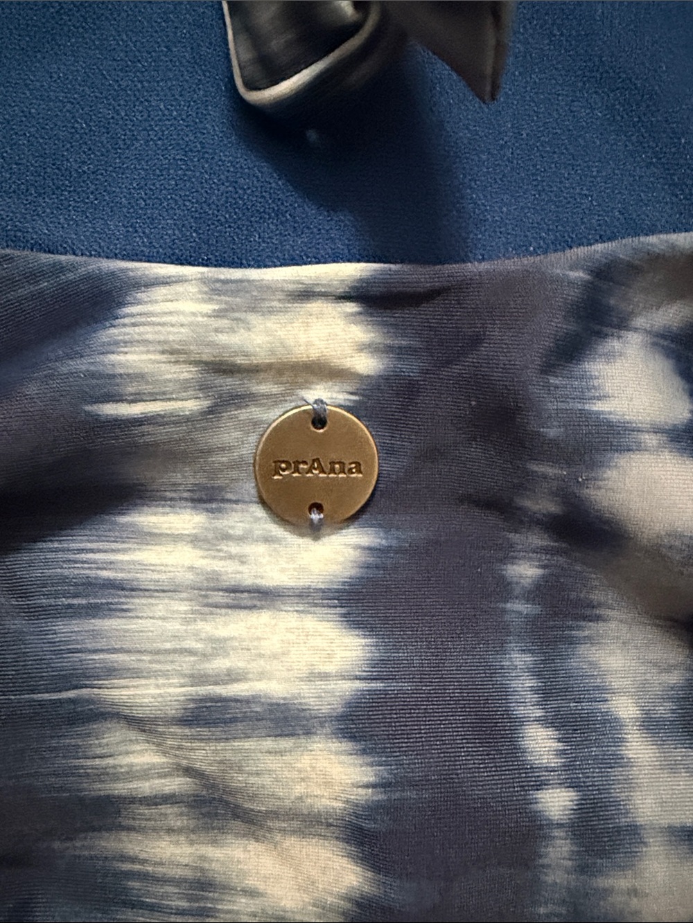 Prana Navy and White Tie-Dye One-Piece with Strappy Back Detail - Picture 2 of 4